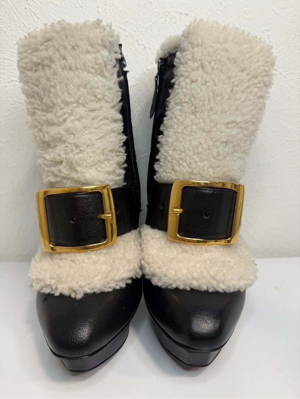 Alexander McQueen FW12 Archive Shearling Platform Boots 38.5